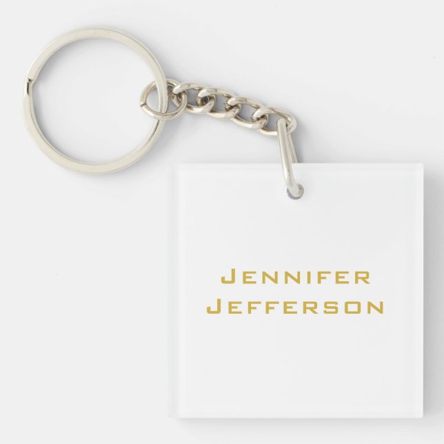 Porte-clés Metallic Gold & White Professional Modern Elegant (Devant)