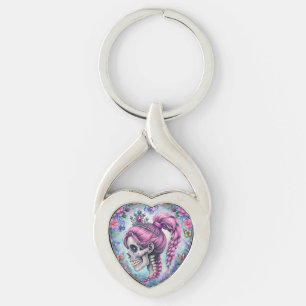 Porte-clés métallique crâne de princesse jolie