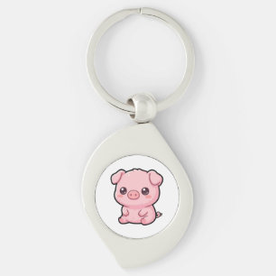 Porte-clés métallique en forme de bébé cochon mign