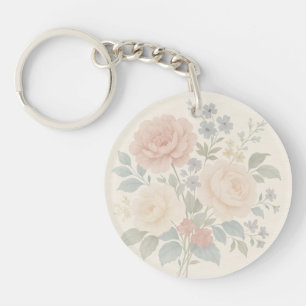 Porte-clés métallique floral vintage