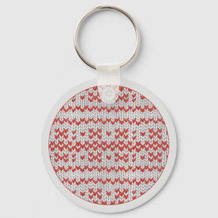 Porte-clés métallique rond en tricot nordique ROUG