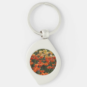 Porte-clés métallique rond Tulipes