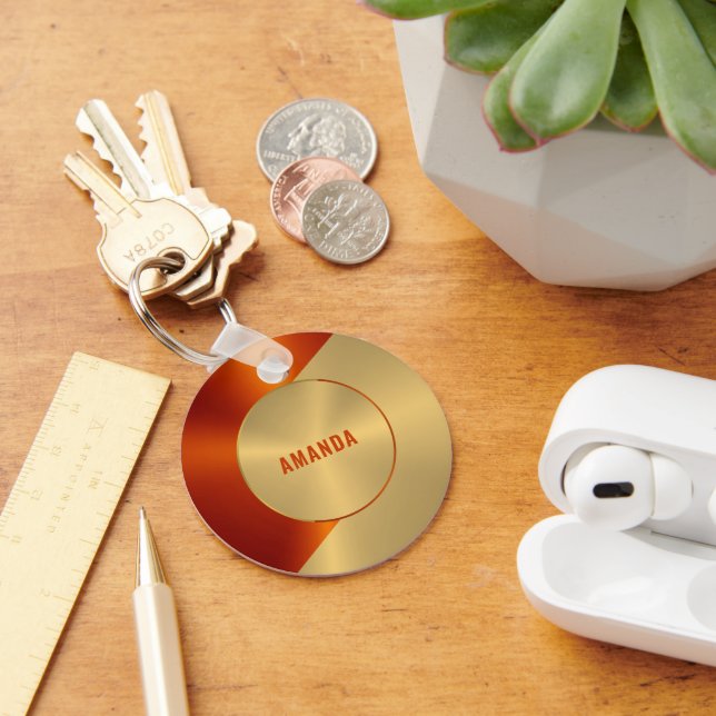 Porte-clés Métallurgique et rouge Conception géométrique (Bureau)