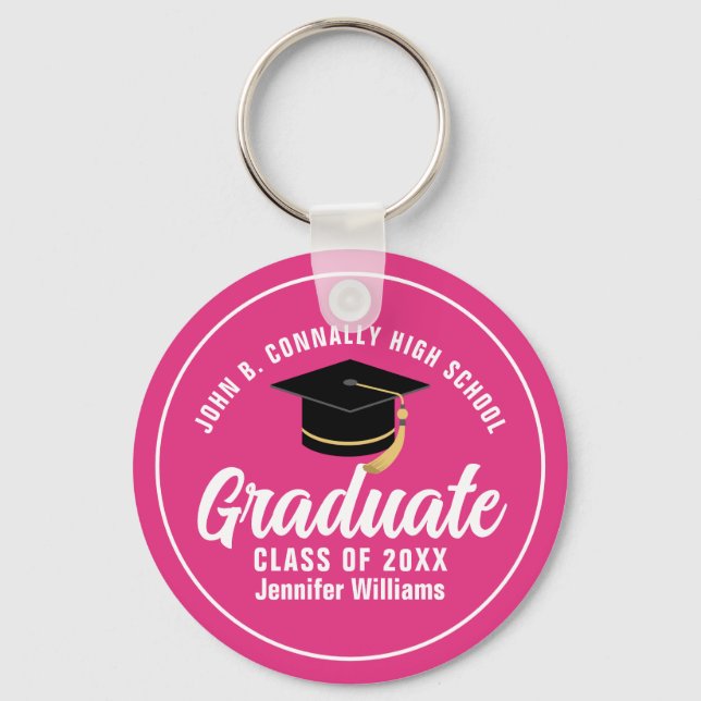 Porte-clés Mete Hot Pink Graduation Custom 2025 Graduate (Recto)