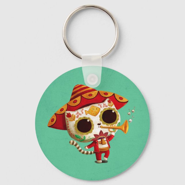 Porte-clés Mexicain El mariachi Cute Cat (Recto)