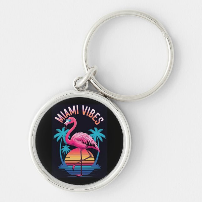 Porte-clés Miami Vibes Summer Flamingo Design-63454 (Devant)