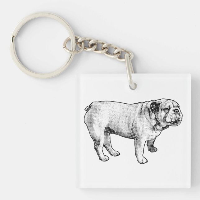 Porte-clés microdot poise, bouledogue (Devant)