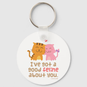 Porte-clés Mignon Chat Félin Amour Confession Pun Humour