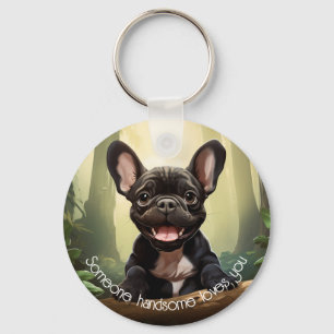 Porte-clés 😍Mignon chiot Frenchie dans une forêt