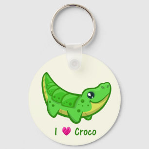 Porte-clés Mignon crocodile love kawaii dessin animé