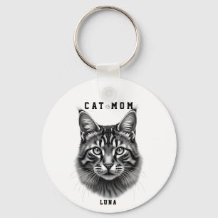 Porte-clés Mignon Design Simple Maman de Chat Personnalisé Am