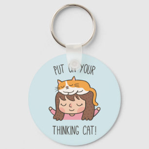 Porte-clés Mignon Mets Ton Chat Pensant Humour