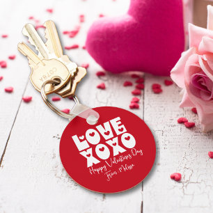 Porte-clés Mignon Moderne Gras Rouge Saint Valentin Amour XOX