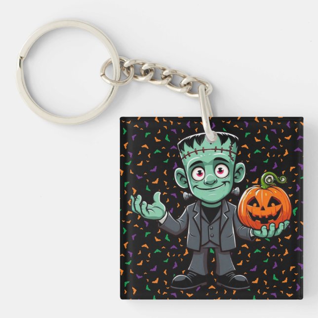 Porte-clés Mignon, monstre du dessin animé Frankenstein (Devant)