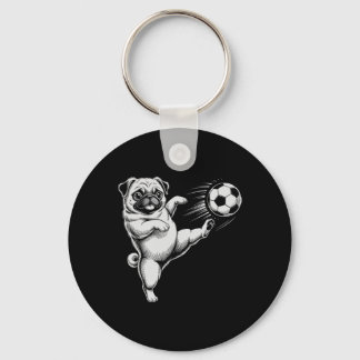 Porte-clés Mignon père de pug de football Ll jouer club buts 