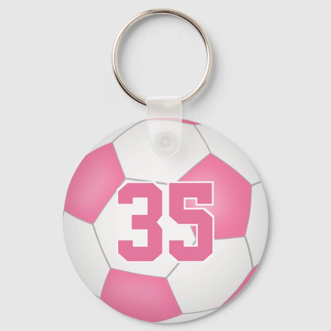 Porte-clés mignon rose blanc personnalisé porte - clé de foot (Recto)