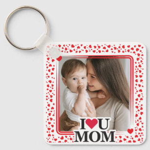 Porte-clés Mignonne COEUR JE T'AIME MOM Fête des Mères Cadeau