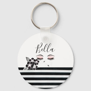 Porte-clés Mignonne fille personnalisée Eyelashes Indigène