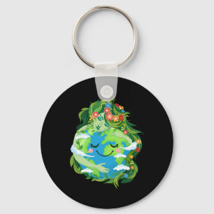 Porte-clés Mignonne Mère Vert Gaia Sauvez Notre Planète Jour