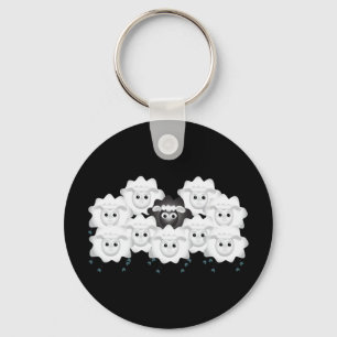 Porte-clés Mignonne mouton noir de la famille