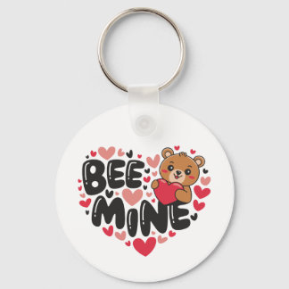 Porte-clés Mignonne Ourson Bee Mine Saint Valentin