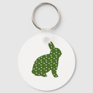 Porte-clés Mignonne Pâques lapin vert olive avec taches blanc
