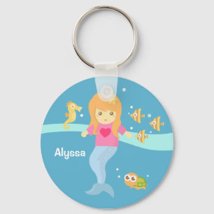 Porte-clés Mignonne petite fille de sirène sous la mer
