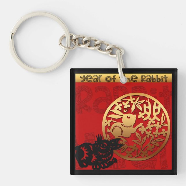 Porte-clés Mignonne Rabbit chinois Année Zodiac Anniversaire  (Devant)