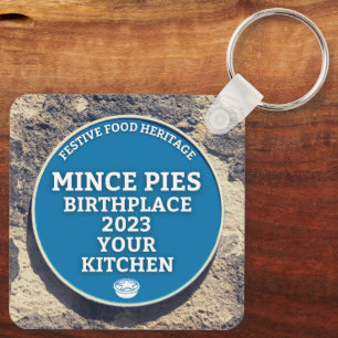 Porte-clés Mince Pies Lieu de naissance - Plaque Bleue