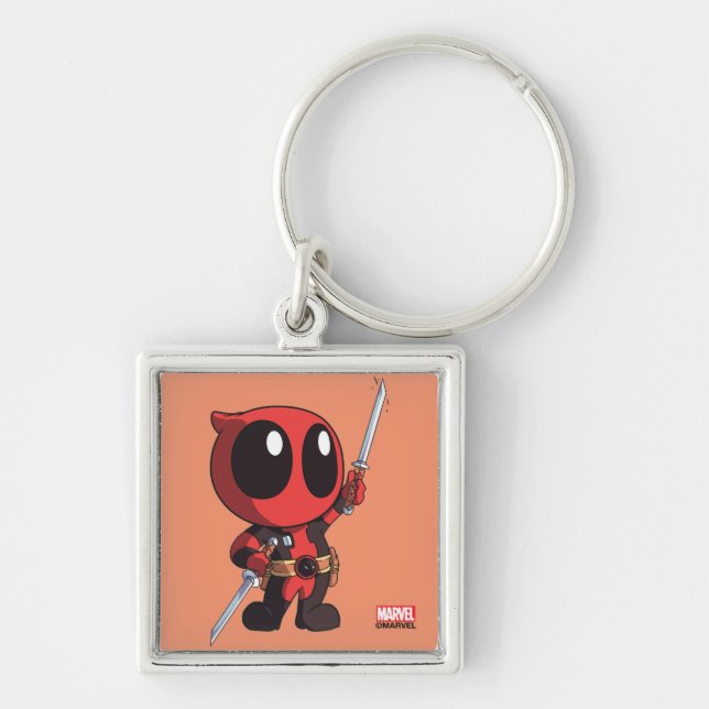 Porte-clés Mini Deadpool Avec Deux Épées (Devant)