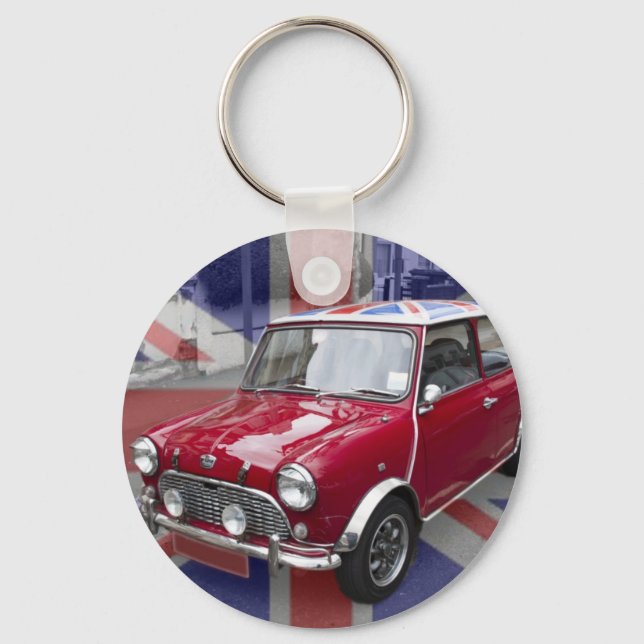 Porte-clés Mini voiture classique britannique (Recto)