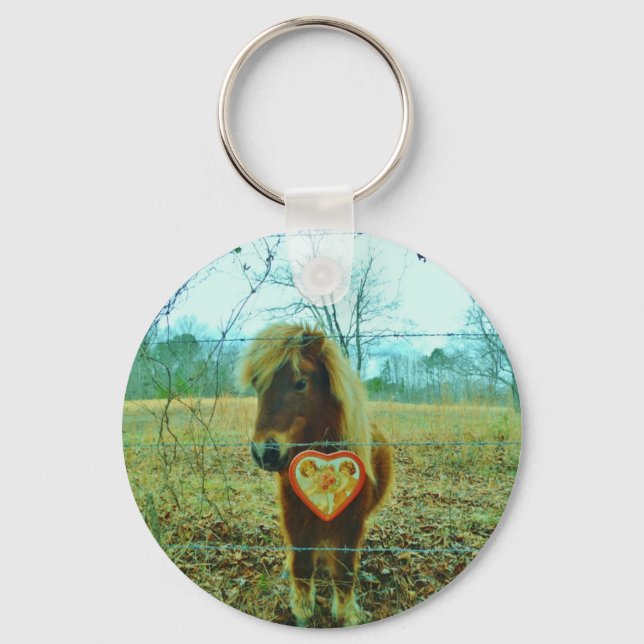 Porte-clés Miniature cheval Brown Valentine Heart (Recto)