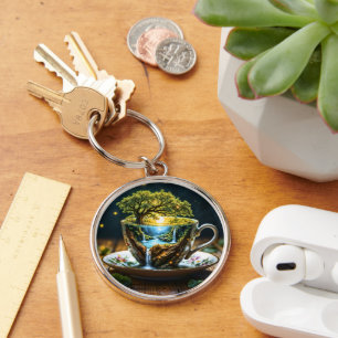 Porte-clés Miniature teacup merveilleux art coloré