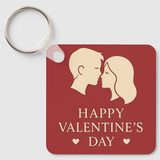 Porte-clés Minimal Couple Silhouette Romantic Valentine Heart (Recto)