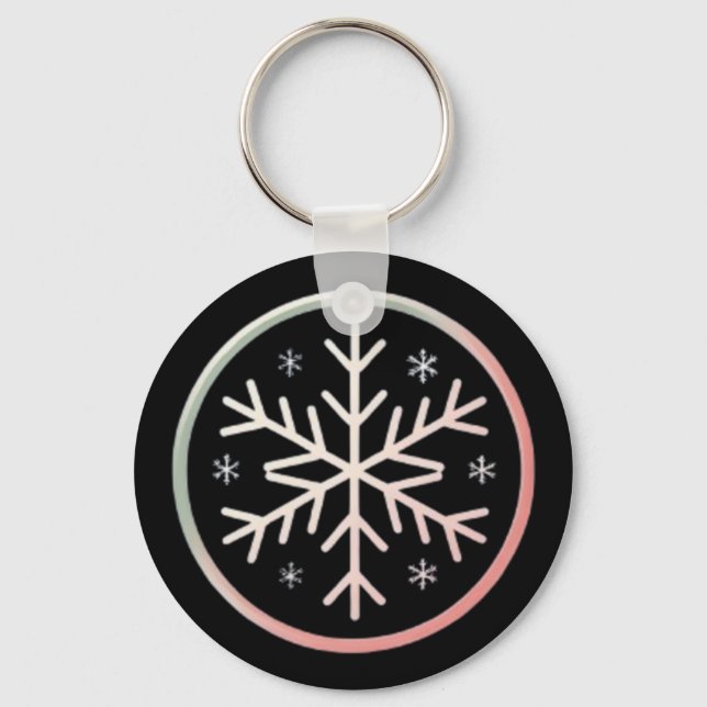 Porte-clés Minimal Snowflake Icon –  Winter Holiday design  (Recto)