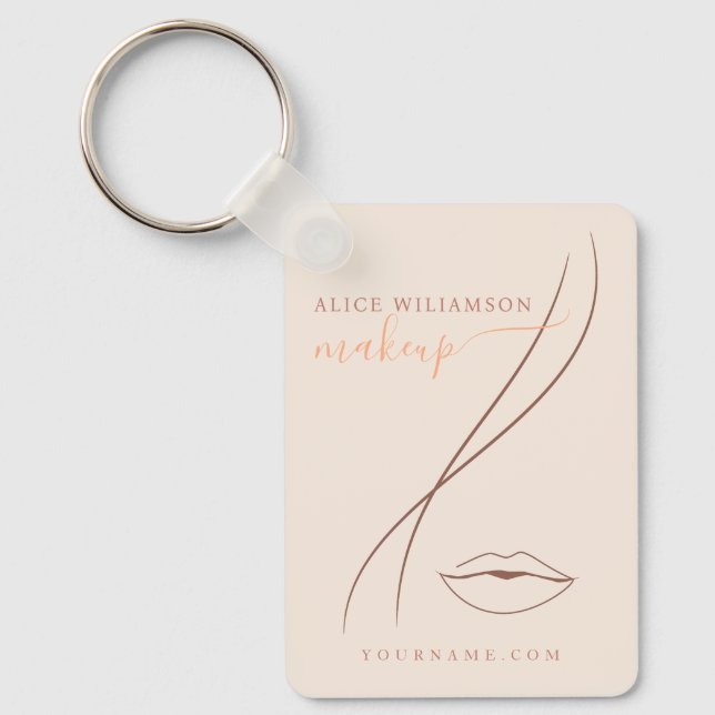 Porte-clés Minimalist Light Peach Makeup Artist Line Art Chic (Recto)