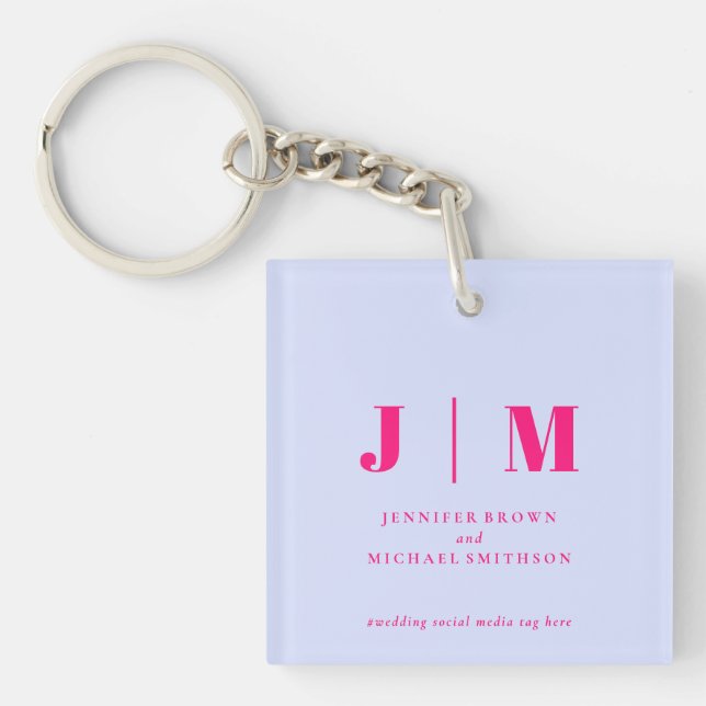 Porte-clés Minimalist Lilac Pink Simple Monogram (Devant)