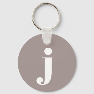 Porte-clés Minimalist Monogrammed Initial in Taupe Brown 