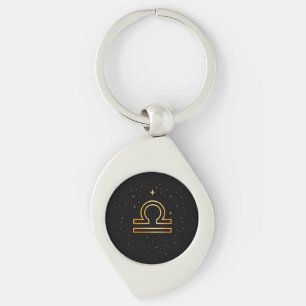 Porte-clés minimaliste en or du zodiaque Balance
