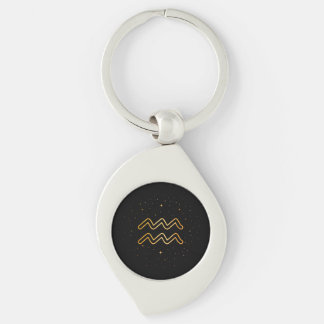Porte-clés minimaliste en or du zodiaque Verseau C