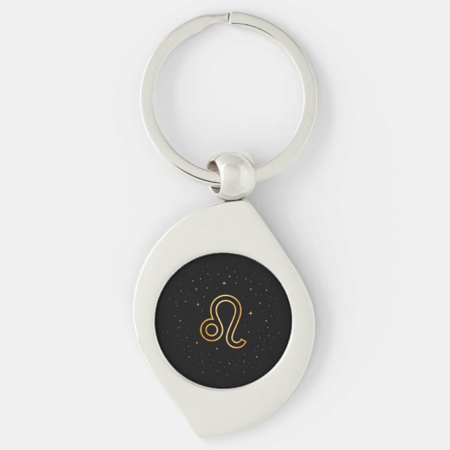 Porte-clés minimaliste Lion Zodiaque en Or (Devant)