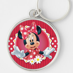 Porte-clés Minnie rouge Cadre de fleurs