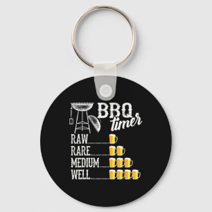Porte-clés Minuteur BBQ cool cru à bien cuit drôle de bière