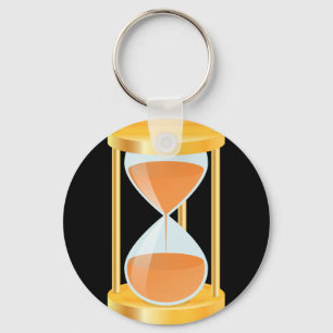 Porte-clés Minuteur Sablier Doré avec Coulée de Sable