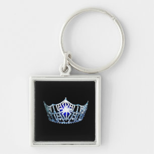 Porte-clés Miss America Teal Blue Crown Metal Key Chain