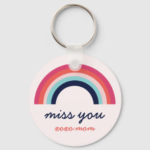 Porte-clés Miss You Rainbow en bleu et rose Personnalisé