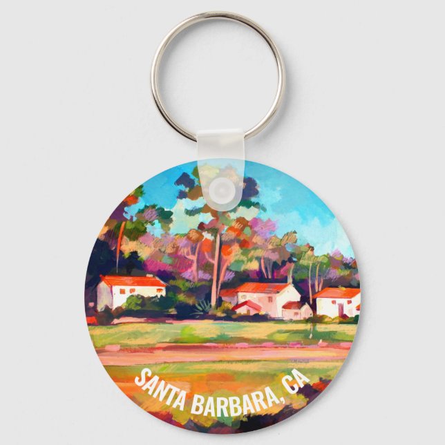 Porte-clés Mission Park Père Noël Barbara, CA, États-Unis Por (Recto)