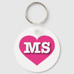 Porte-clés Mississippi Hot Pink Heart - J'aime MS