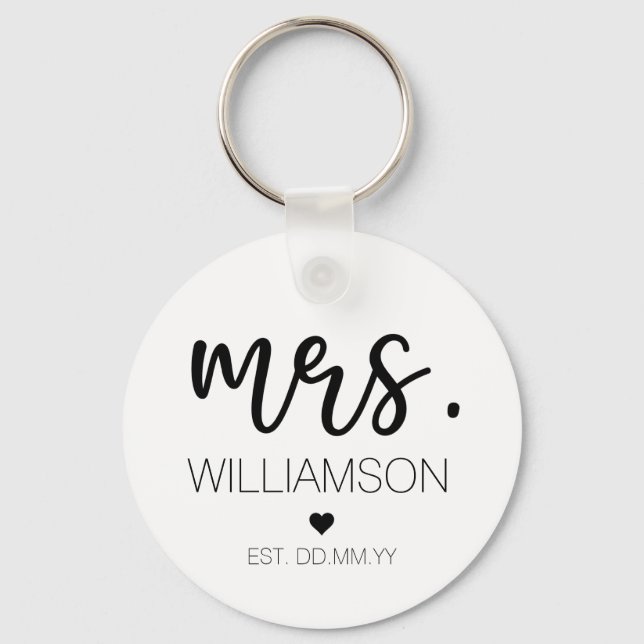 Porte-clés Mme Elegant Nom personnalisé Mariage Nouveau cadea (Recto)