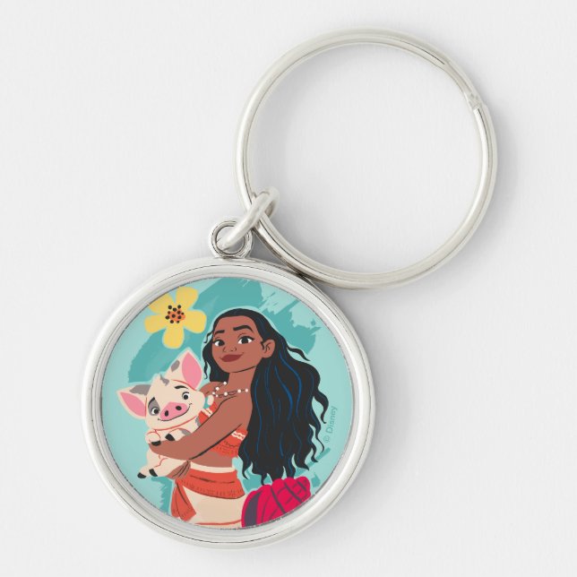 Porte-clés Moana Holding Pua illustré graphique (Devant)